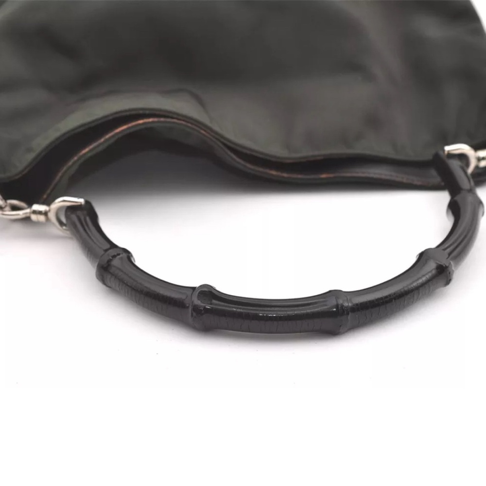 GUCCI Bamboo Shoulder Bag Nylon 2way Khaki Green with brown leather trim - Picture 15 of 15